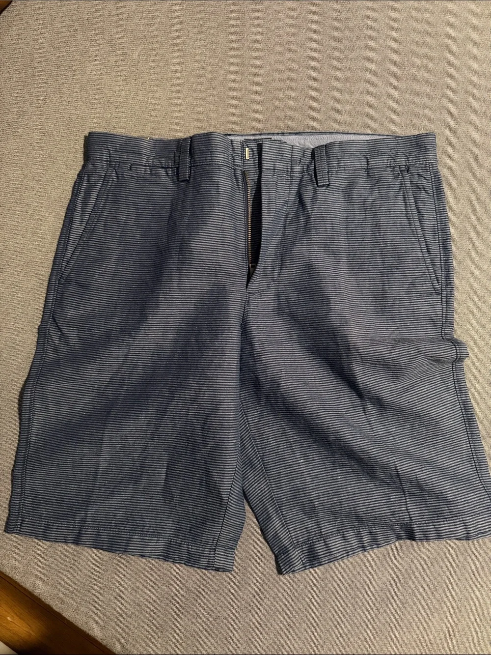 J. Crew Navy and White Striped Chino Shorts